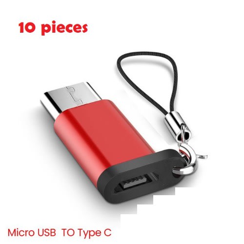 USB Male Adapter To Type C Female Data Converter Adapter- Red - 10Pieces