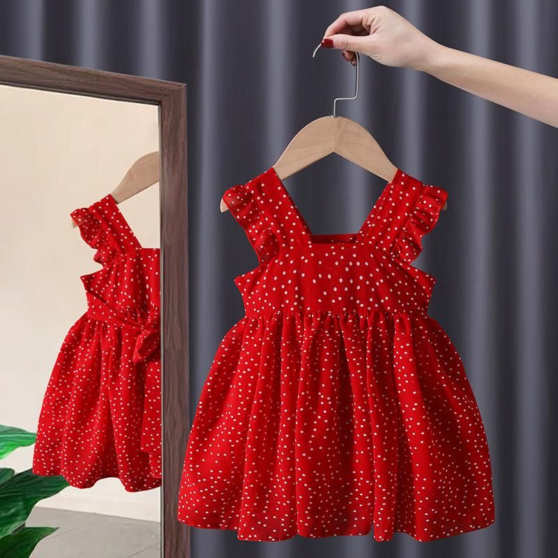 Girls Baby Dress Princess Gauze Skirt Red