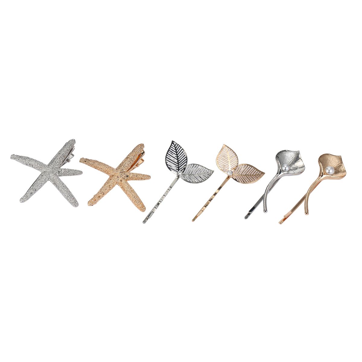 6 PCS Fashion Hair Clips Set Metal Hair Barrettes Salon