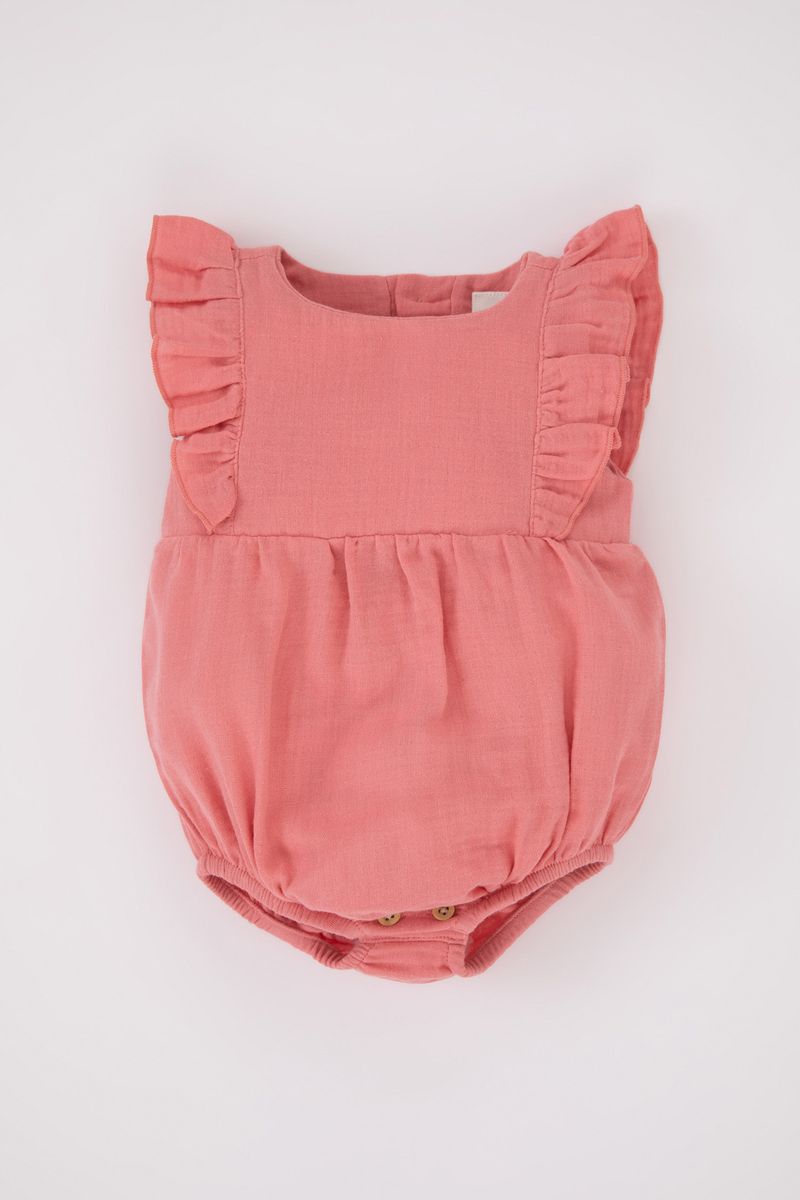 BabyGirl New Born Regular Fit Bike Neck Knitted Overalls - Bordeaux