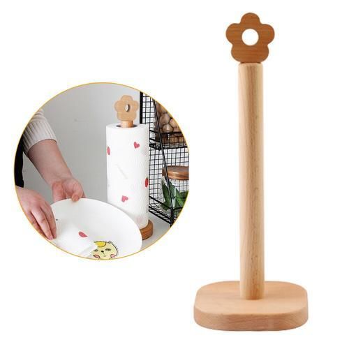 1Pc Solid Wood Kitchen Roll Paper Holder Bathroom Vertical Napkin Stand Tissue Storage Rack Creative Napkin Dispenser Holder
