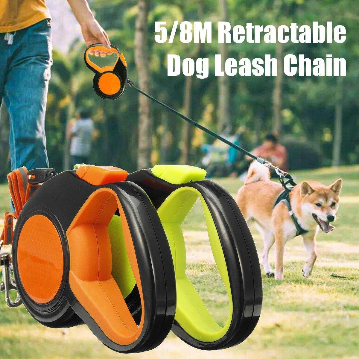 5M Adjustable Extendable Retractable Pet Dog Leash Rope Puppy Chain 50-80kg # Orange [Orange]