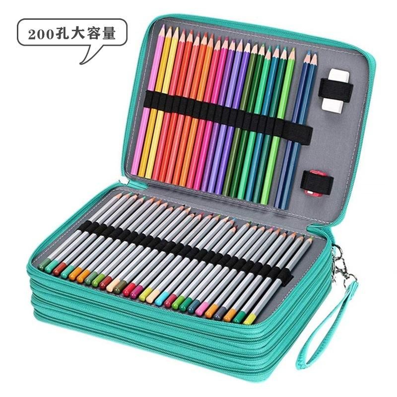 200-Hole Pencil Case Color Lead Storage Box Leather Drawing Sketch Pen Curtain Large Capacity Art Sketch Kit