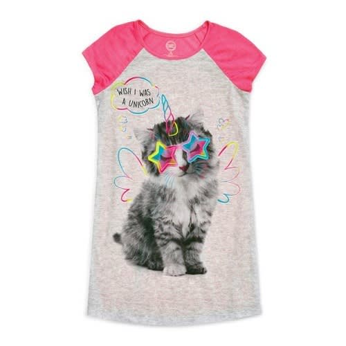 Girls Short Sleeve Night Gown &ndash; Kitten