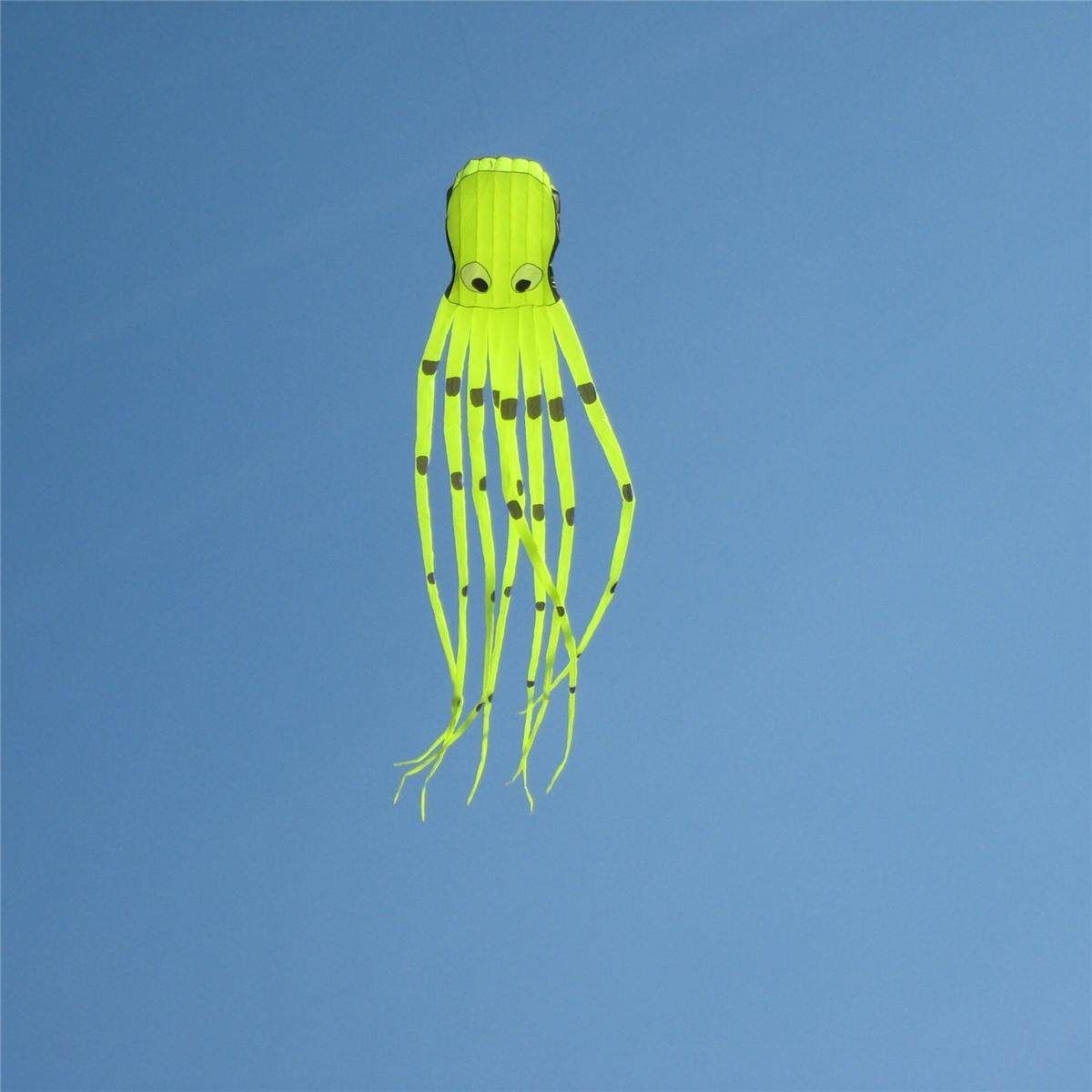 8M Octopus Shaped Flying Kite Outdoor Sport Toy Children Kids Game Activity Yellow