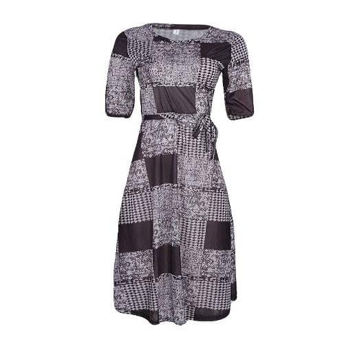 Tartan Print Dress- Grey
