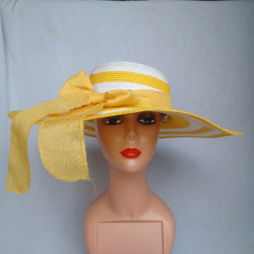 Rainbow Beach Hat For Women - White And Yellow