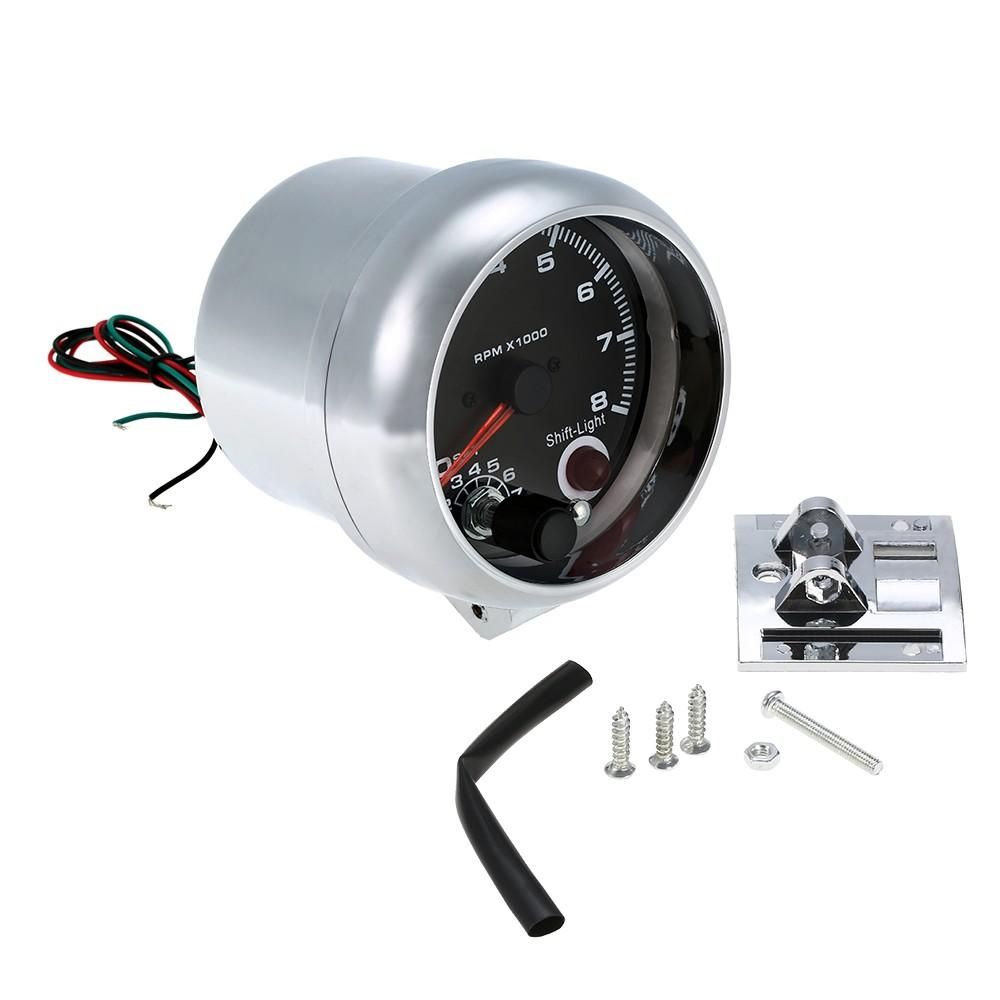 12V Car 3.75" Tachometer Tacho Gauge with 7 LED Colors Shift Light  0-8000 RPM