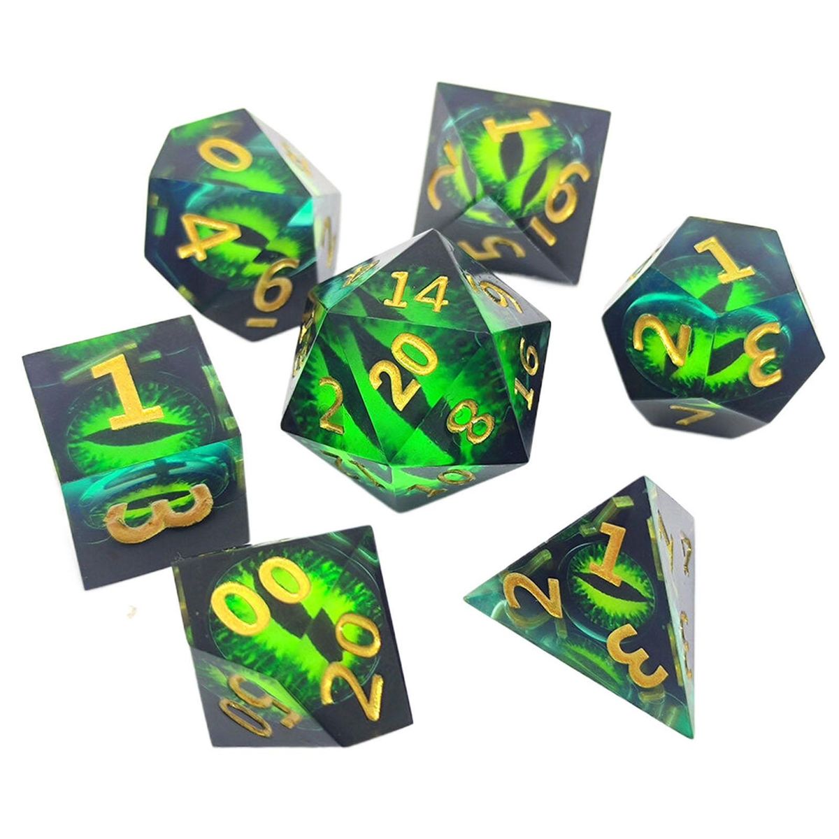 Golden Number Dice Enchanting Emerald Dice Set 7 Unique for Board