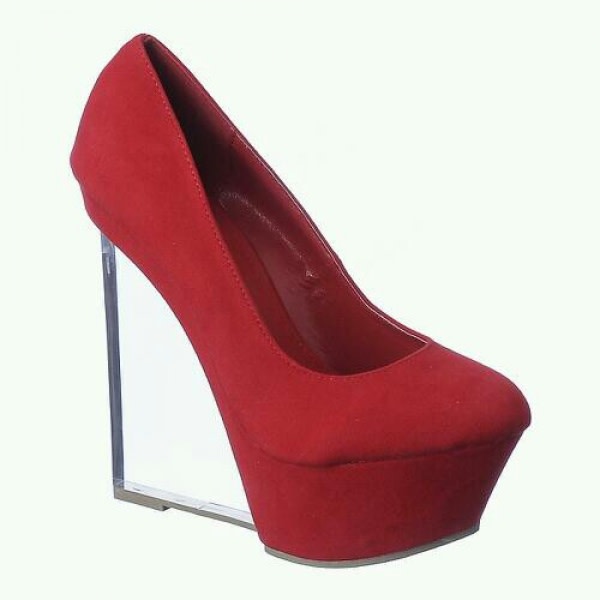 Womens Clear Wedge 108 - Red