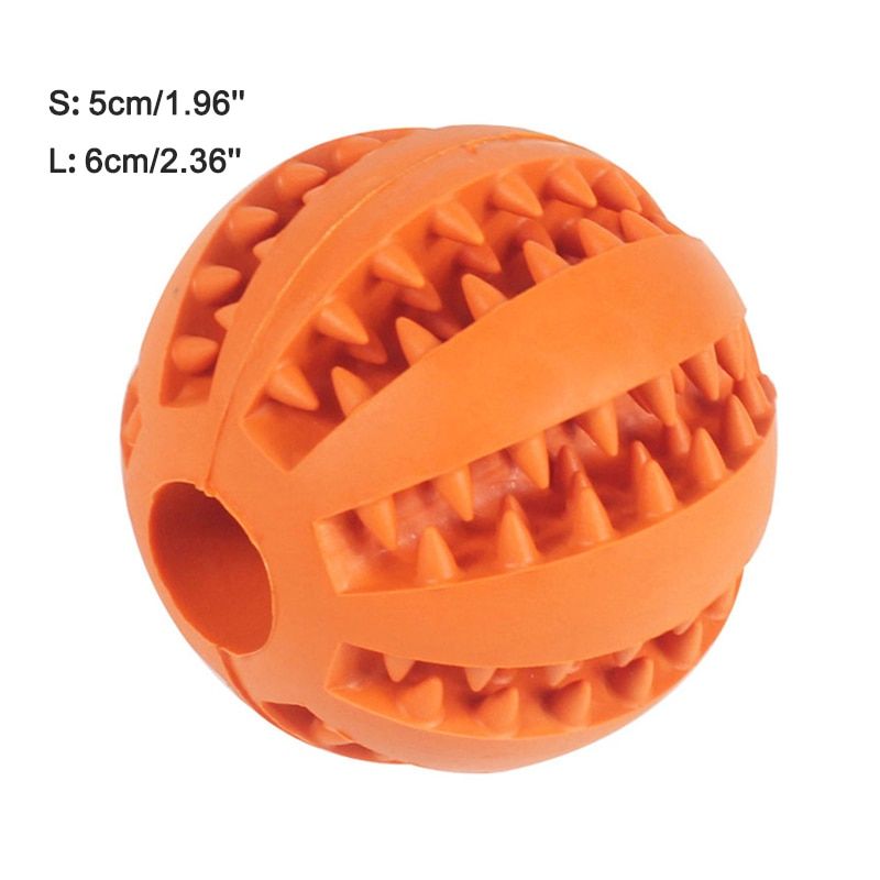 Soft Dog Chew Toy Rubber Pet Dog Teeth Cleaning Toy Aressive Chewers Food Treat Dispensing Toy For Puppy Small Dog Accessories-Orange Ball