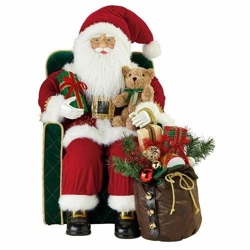 31 Inch (78 Cm) Traditional Sitting Fabric Santa In Chair