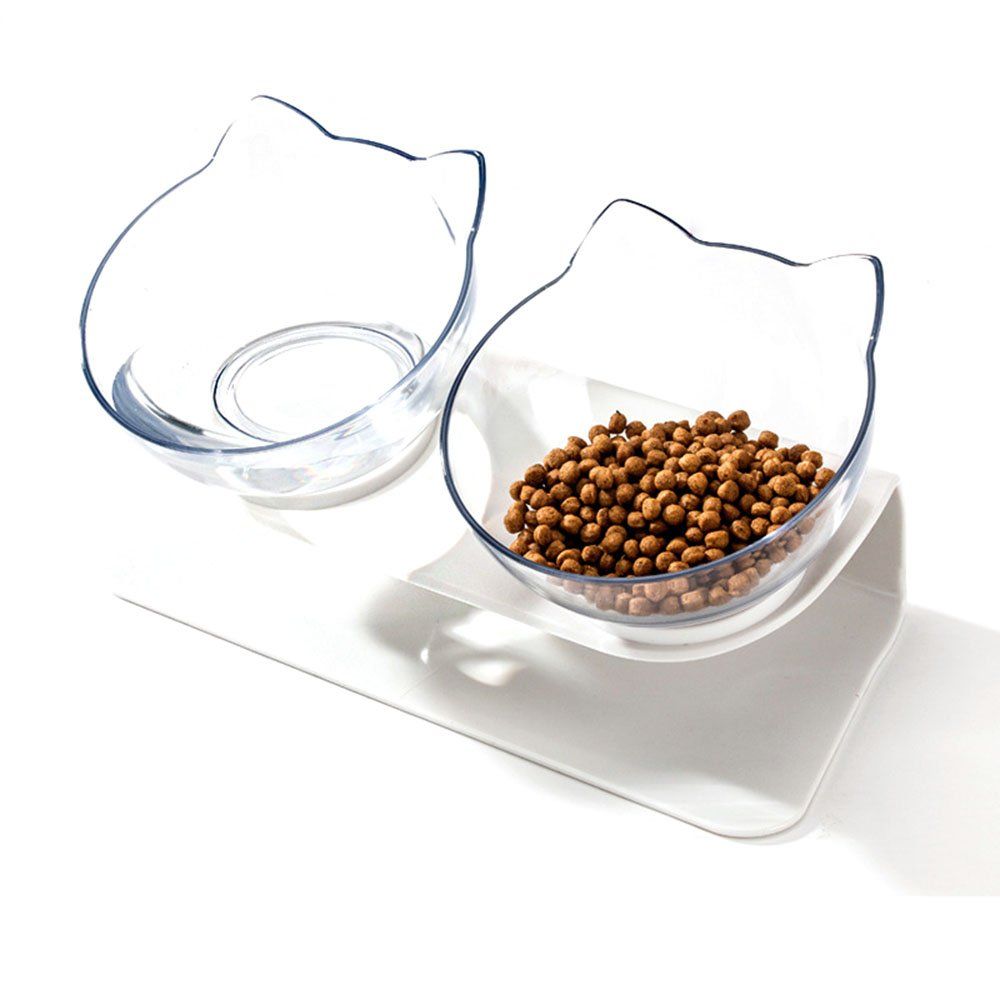 Non-slip Cat Bowl Double Bowls With Raised Stand Pet Food And Water Bowls For Cats Dogs Feeders Cat Bowl Pet Supplies Normal Color