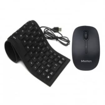 Flexible USB External Keyboard & Meetion Wireless Mouse I R547