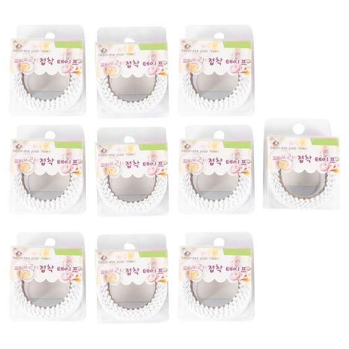 10 Pcs Bilateral Knitted Lace Magnetic Tape White
