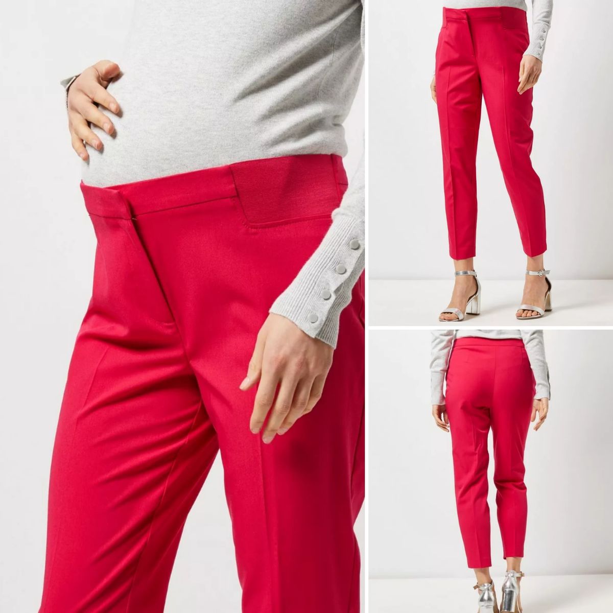 Slim Leg Underbump Tapered Pink Maternity Trousers