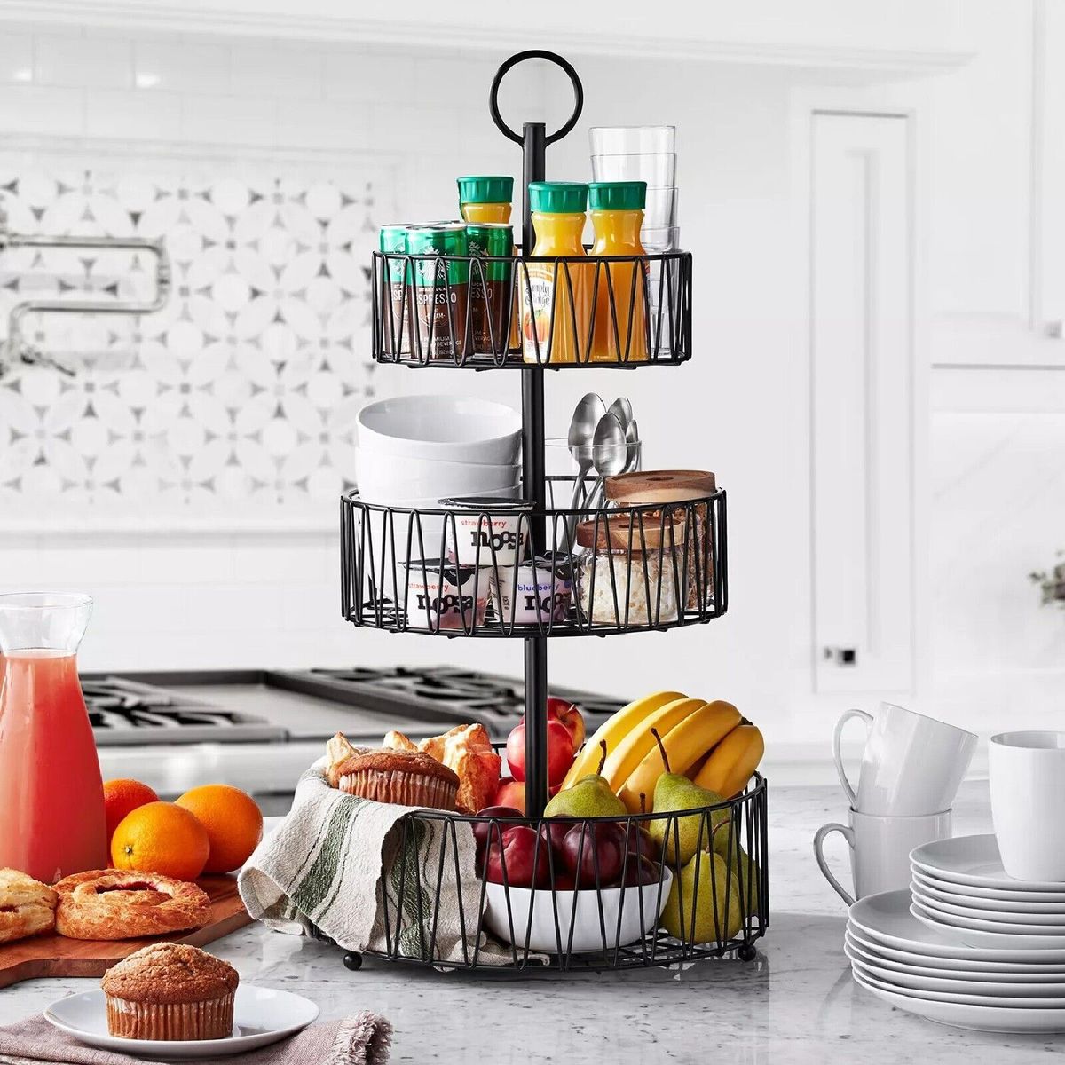 Iron Round Basket 3 Tiered