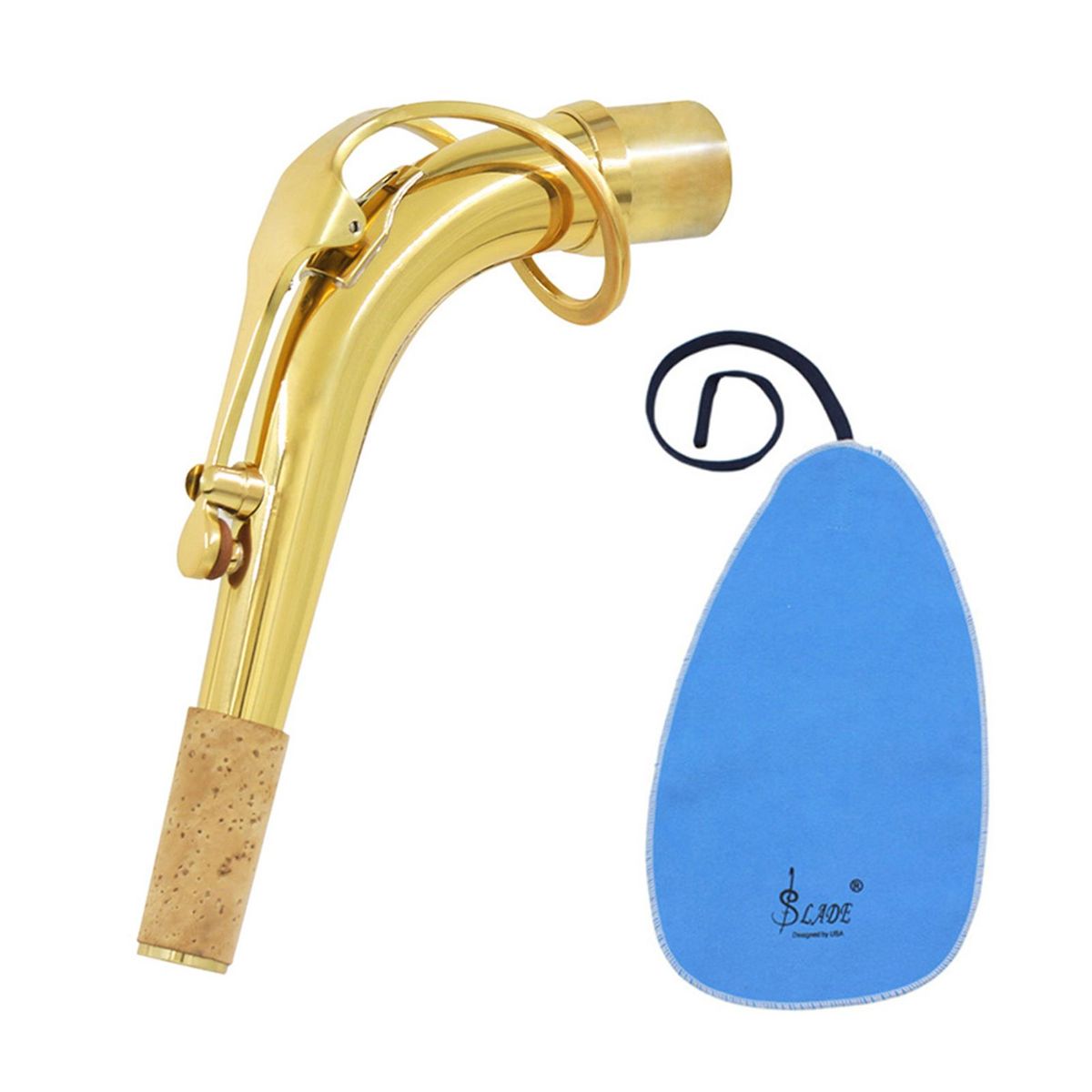 Alto Saxophone Sax Bend Neck Brass Material 24.5mm with Cleaning Cloth Cork Grease Saxophone Accessory