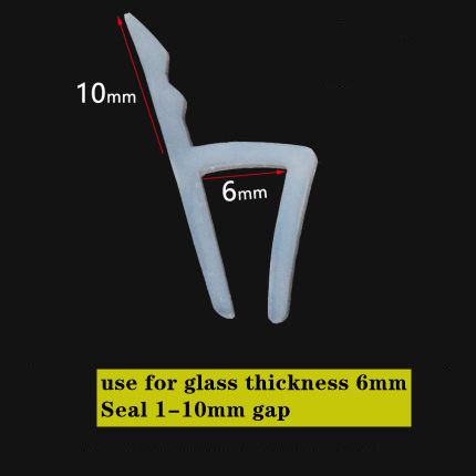 6 8 10 12mm Glass Door Sealing Strips HFU Shape Silicone