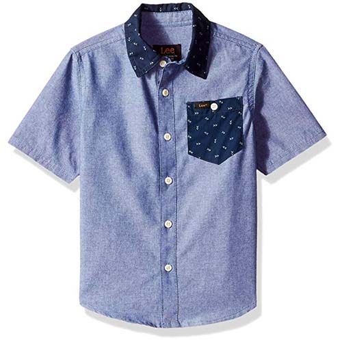 Short Sleeve Button Up Shirt - Blue