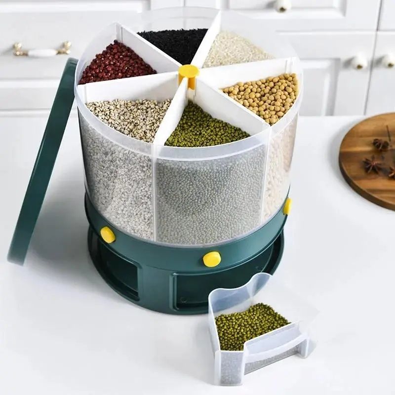 5in1 Transparent Cereal Dispenser Household Rice Bucket