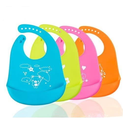 Baby Waterproof Soft Silicone Bibs - 4pieces