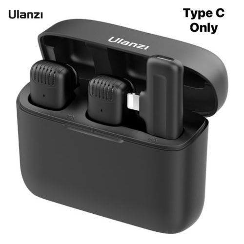 Noice Canceling Reduction J12 Type C Double Plug&Play Wireless Lavalier Microphone For Type C Lapel Clip-on Mini Wireless Mic For TikTok Vlog YouTube, Facebook Live Stream, Auto-syncs K8 K9 Microphone (NO APP Or Bluetooth) With Noise Cancellation