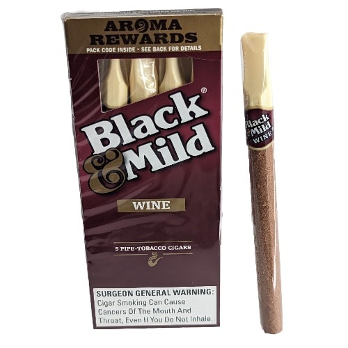 Middleton's Black & Mild Wine Plastic Tip Cigarillos- 5 Per Pack