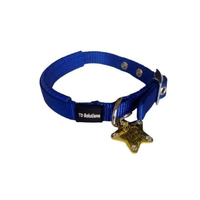TD Authentic Dog Padded Double Nylon Collar- Bluesmall