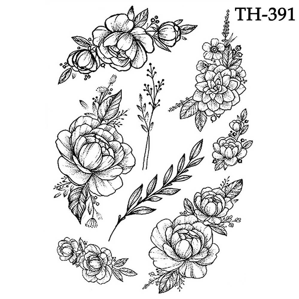 Big Sticker Fake 1 Black Full Girl PC Women Flower Tattoo Tattoo Arm Art Fashion Temporary Body Design Roses Sticker Large