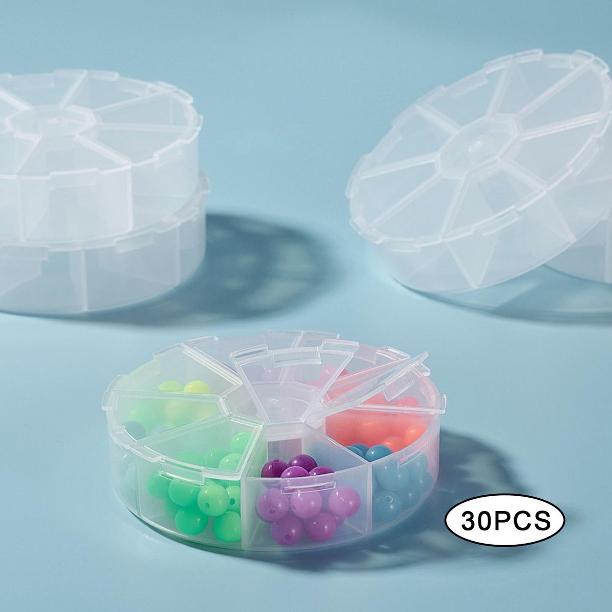 30Pcs Transparent Jewelry Storage Boxes With Lid Women 6Compartment