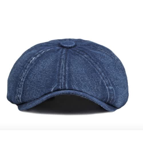 Men's Denim Octagonal Cap Panama Hat #2- Blue