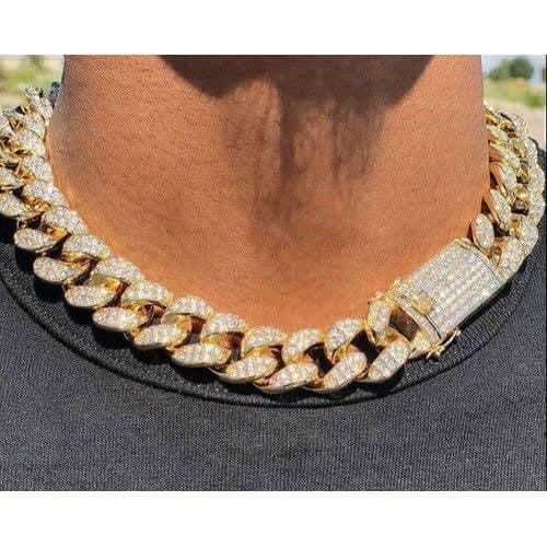 Iced Out Cuban Link Choker Chain - Gold
