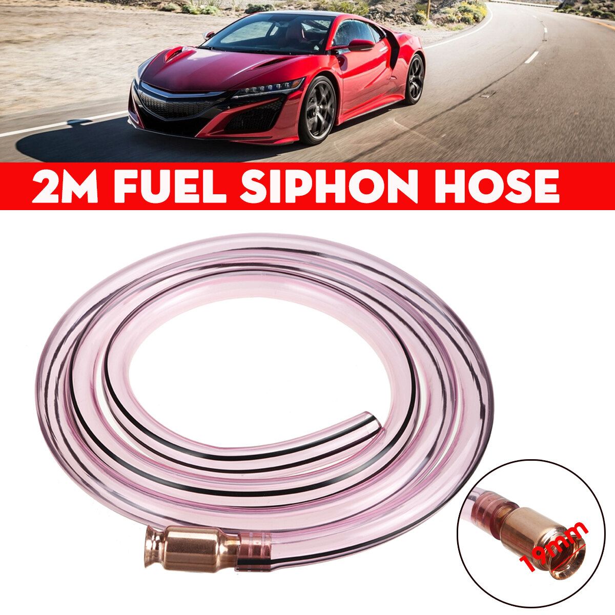 3/4" 19mm X 2m PVC Fuel Siphon Hose Copper Jiggler Jiggle Siphon Pump Water Pipe