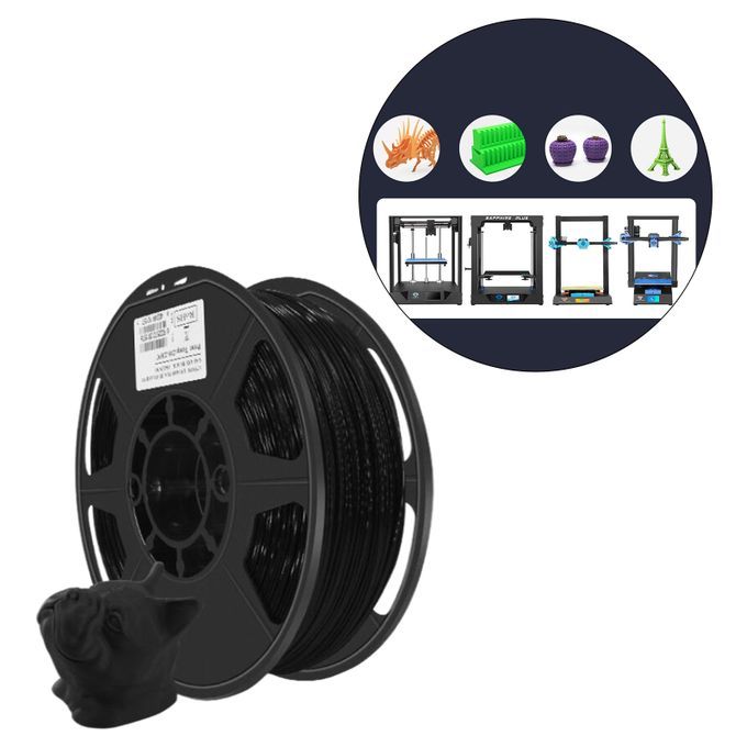 PLA 3D Printer Filament Luminous 1.75mm Thick Durable Clog Free Black