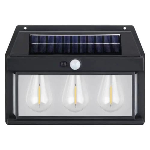 Triple Bulb Solar Rechargeable Wall Mount Security Sensor Light Lamp