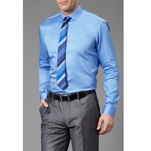 Men's Sateen Long Sleeve Shirt - Blue