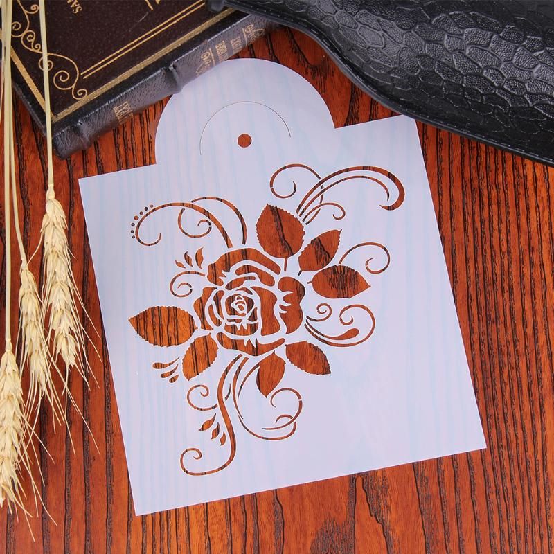 Reusable Rose Flower Stencils Birthday Airbrush Painting Art Coffee Cake Spray Mold DIY Decor Crafts