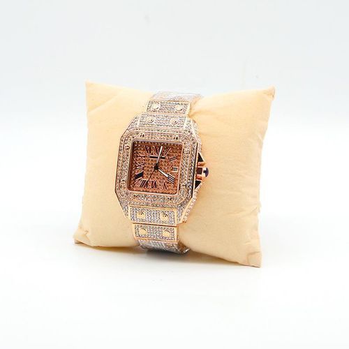 2020 Solid Square Face Men Iced Watch - Rose Gold
