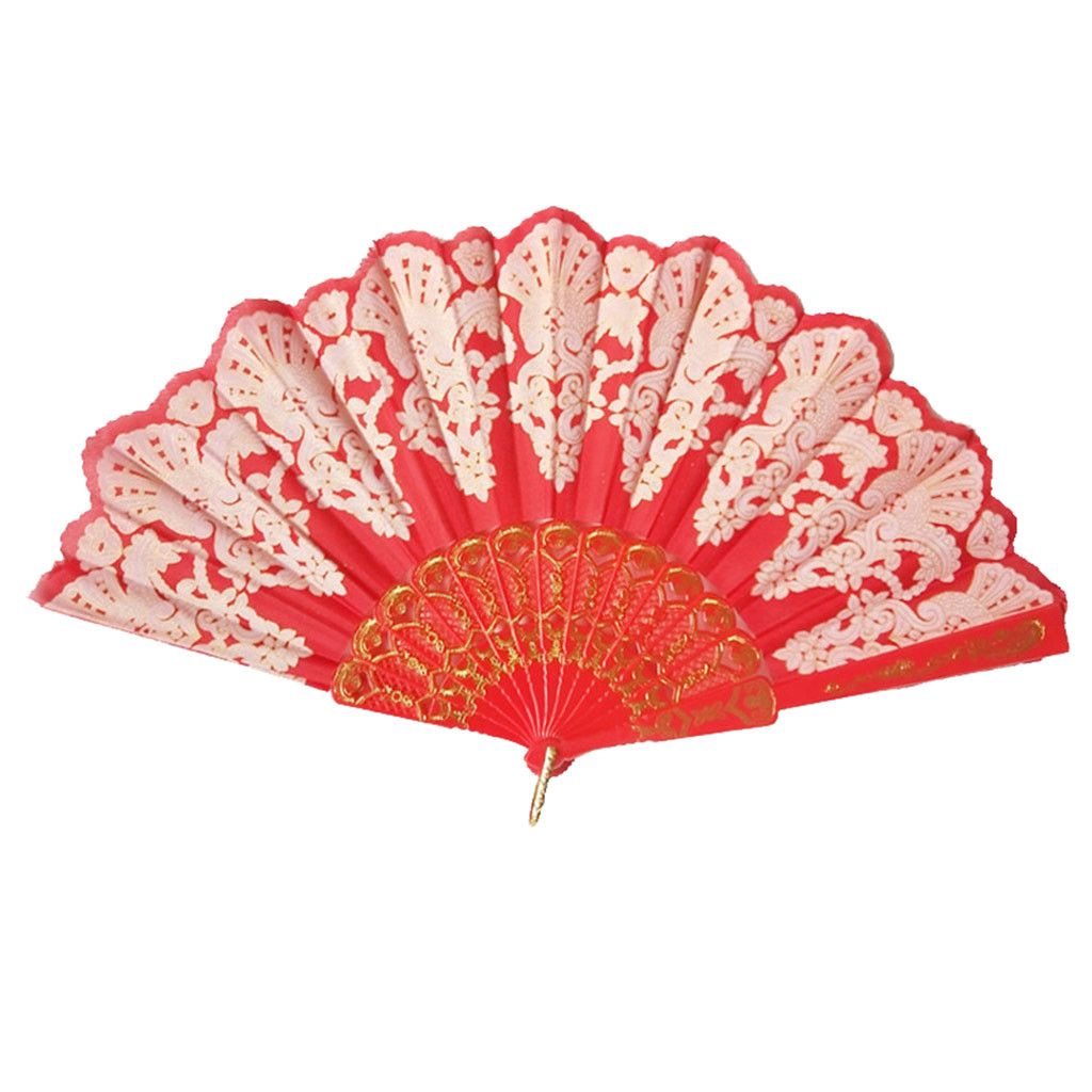 Folding Folding Paper Fan 11 Dance 23cm Wedding Color Held Hand Lace Silk Pattern Solid Folding Fan Party