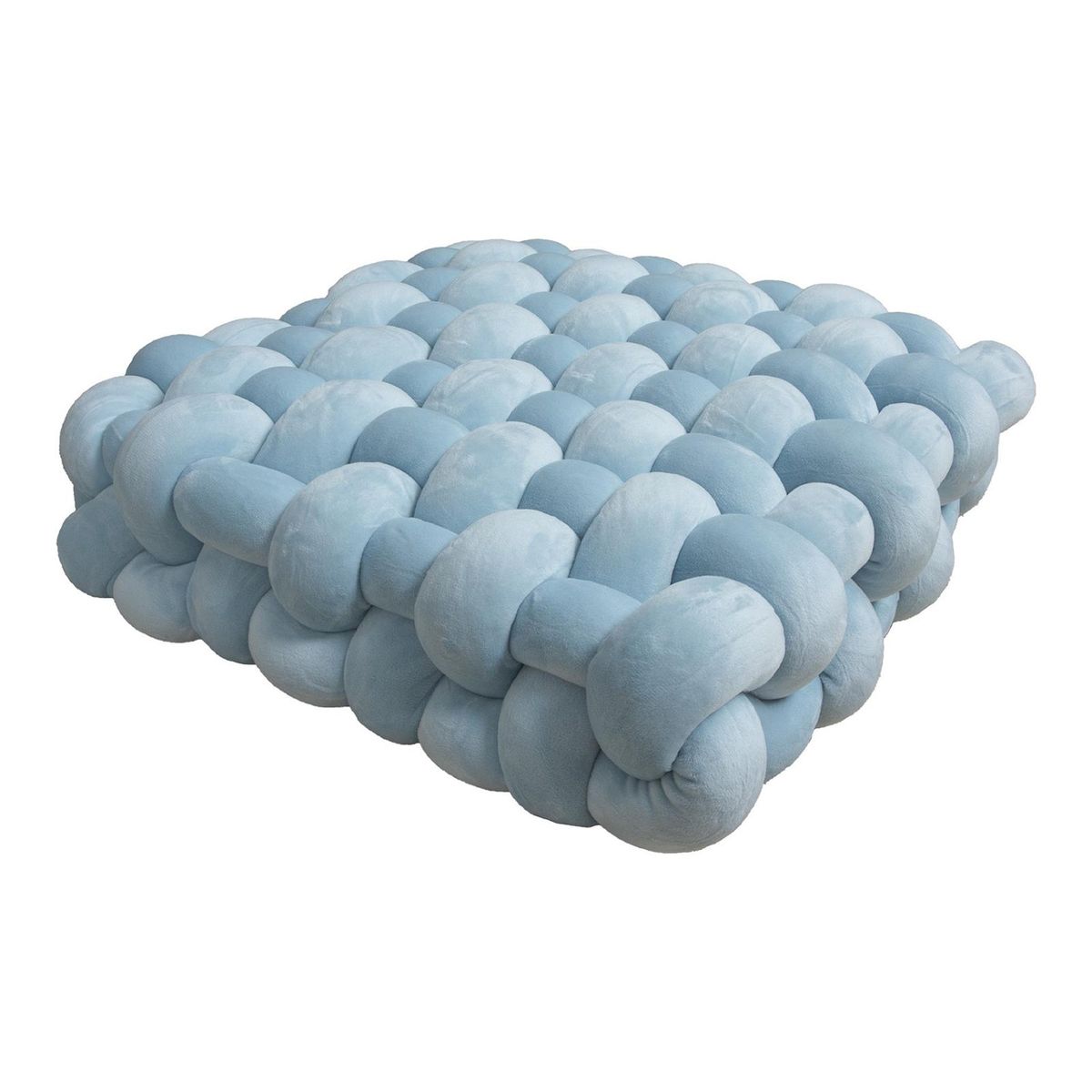 Seat Pillow Sofa Bed Plush Hand Woven Knot Throw Pillow Light Blue