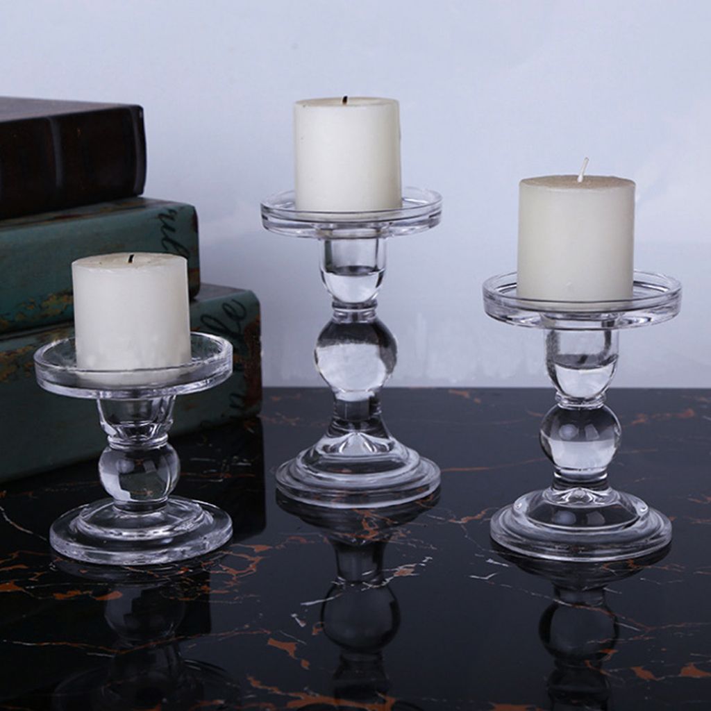 Transparent Glass Candle Holders, Centerpieces For Tables,