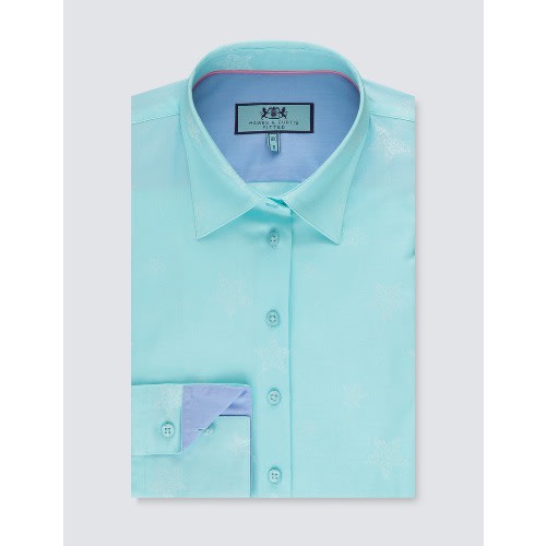 Women's Aqua Dobby Stars Fitted Shirt
