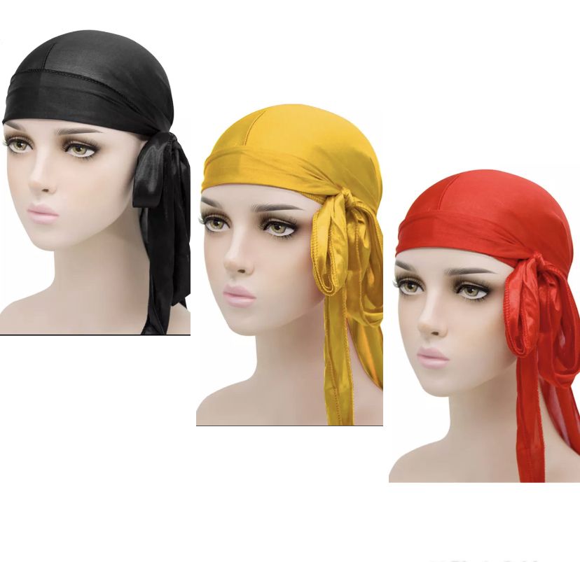 New Silky Durag Unisex 3 Set Doo Rag