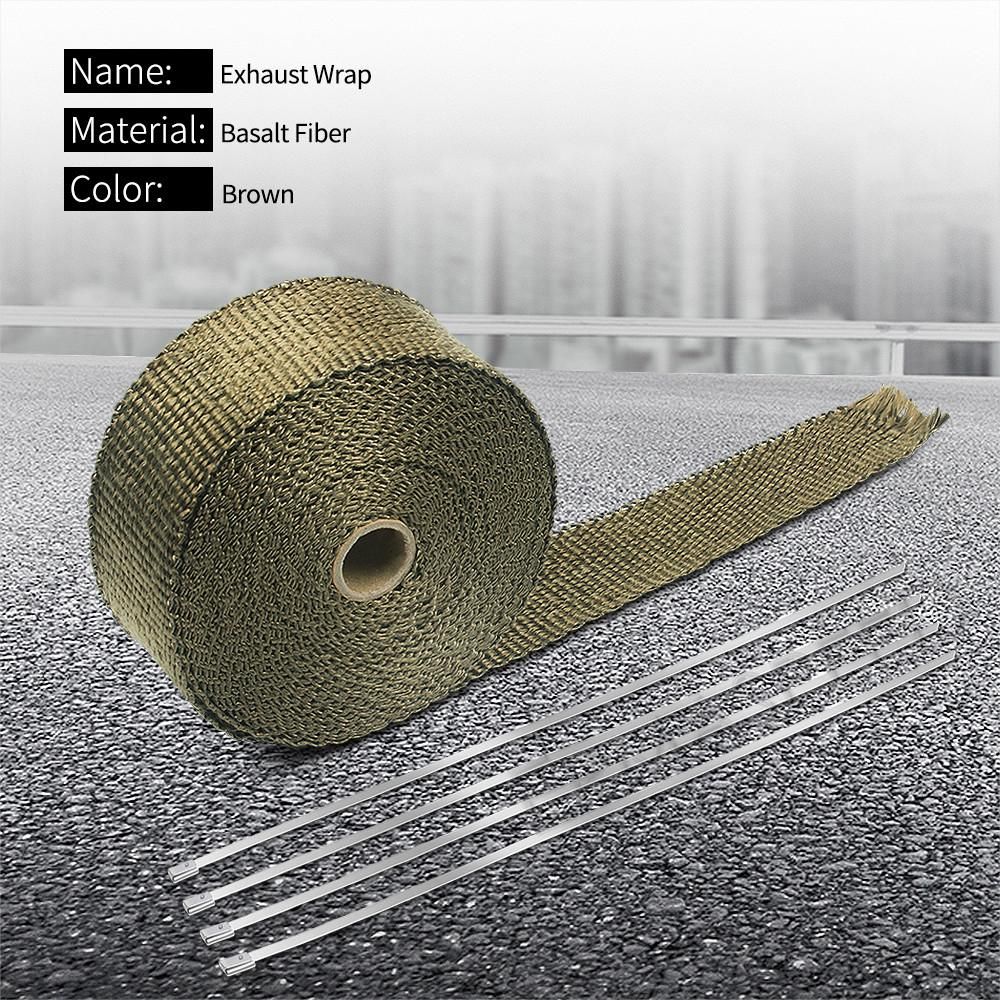 5/10/15M Roll Fiberglass Heat Shield Motorcycle Exhaust Thermal Tape Header Pipe Heat Wrap Tape Thermal Protection Stainless Tie