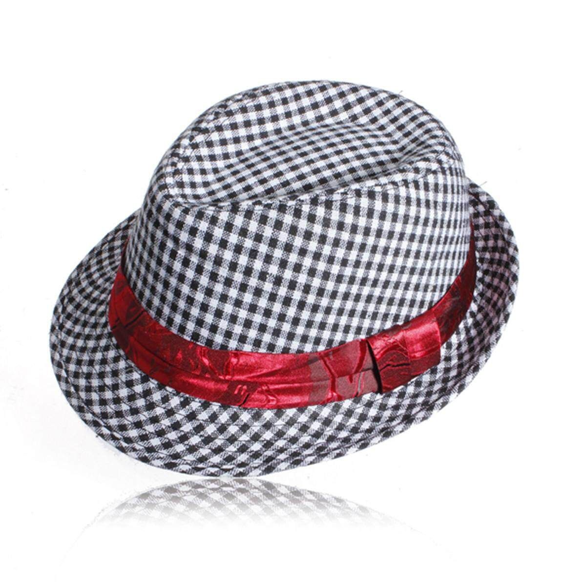 Kid Boy Girl Fashion Canvas Flat Top Fedora Cap Sun Hat Blues Jazz Dance 9 Style Beihei 6#