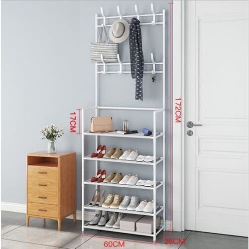 Shoe Rack With 16 Hooks - 5 Tier