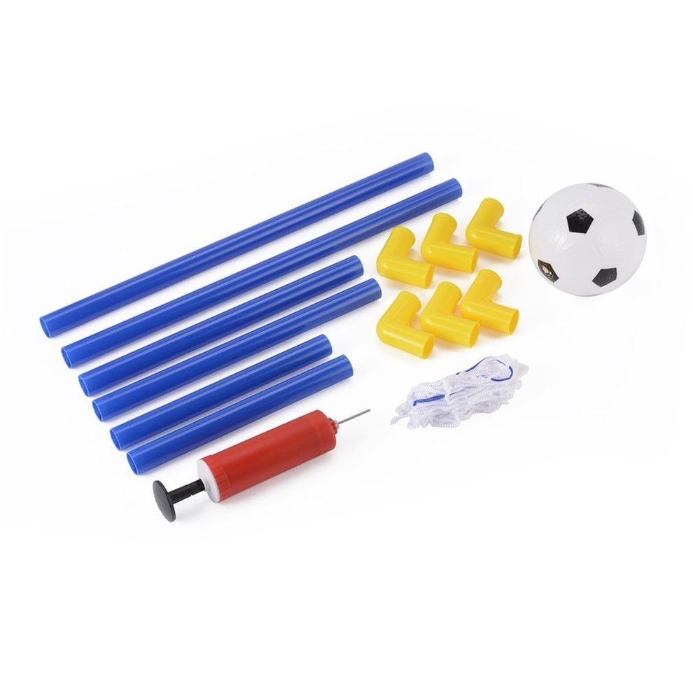 Folding Mini Football So  Er Goal Post Net Set With Pump Kids Sport Toy-Blue &  Yellow