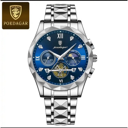 Poedagar Watch With Box And Carrrier Bag - Silver