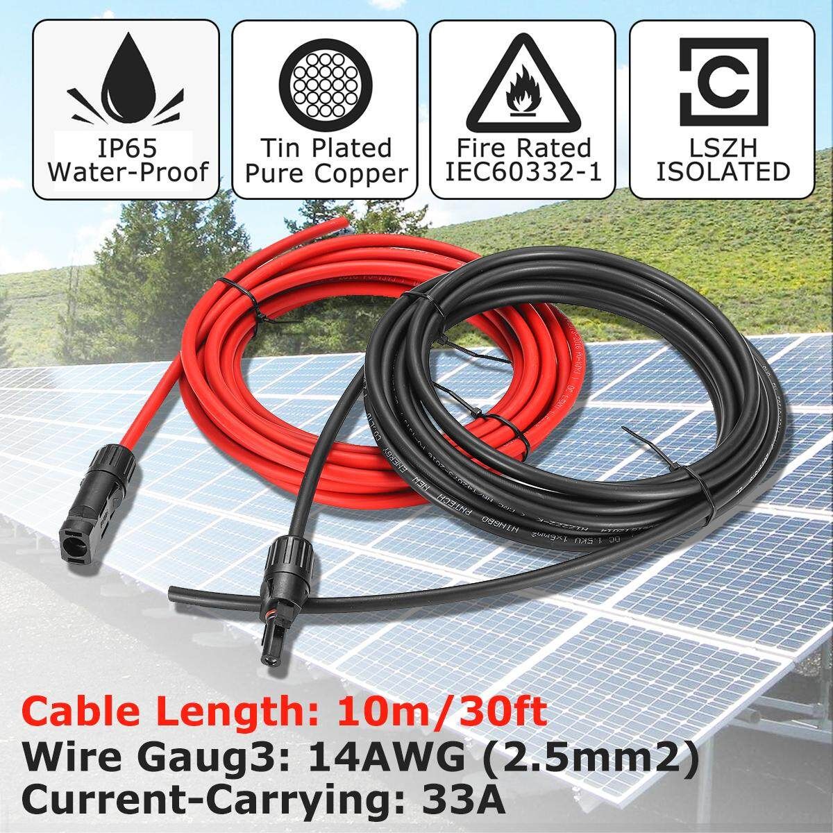 1 Pair Solar Panel Extension Cable Copper Wire Black And Red With MC4 Connector Solar PV Cable 2.5mm 14 AWG